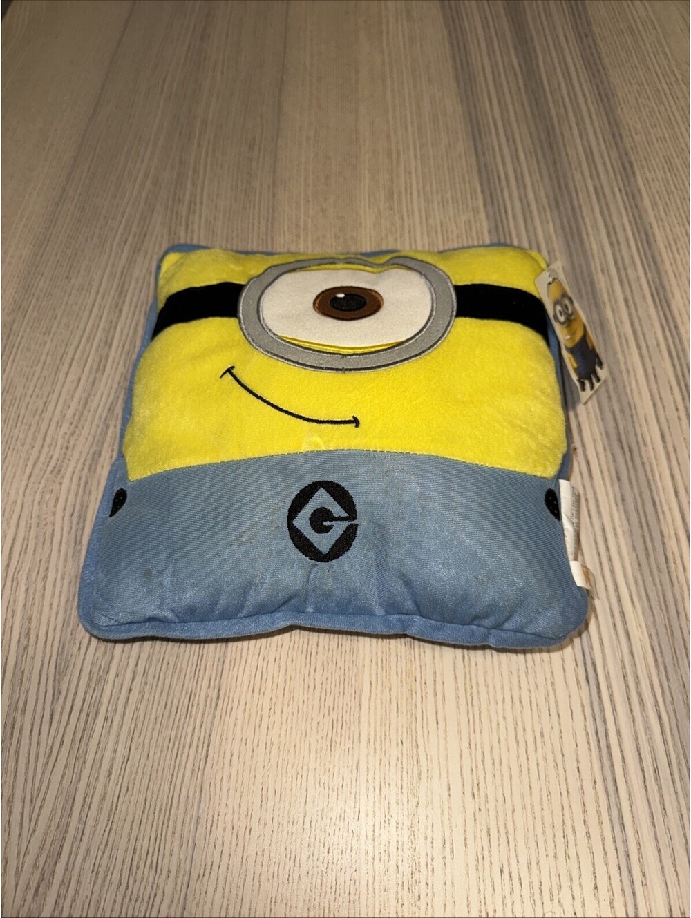 Minions Stuart Plush Cushion Square Throw Pillow Universal Studios One Eye Tag